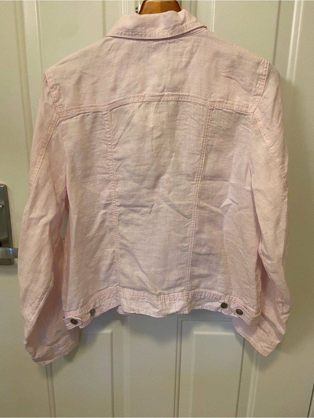🩷Jones New York Light Pink Lightweight Washable Linen 
Jean Jacket🩷 - Picture 3 of 13
